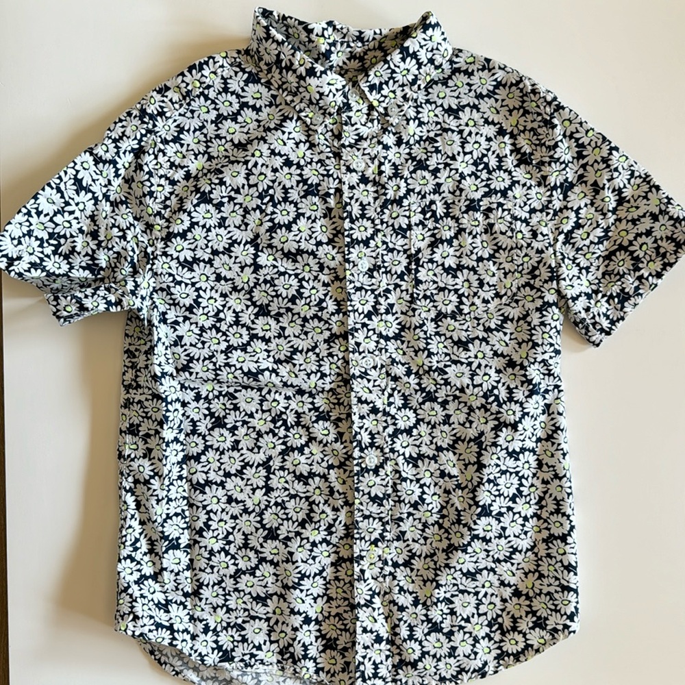 Crewcuts, Size 10, Kids' washed short-sleeve stretch poplin button-down, floral